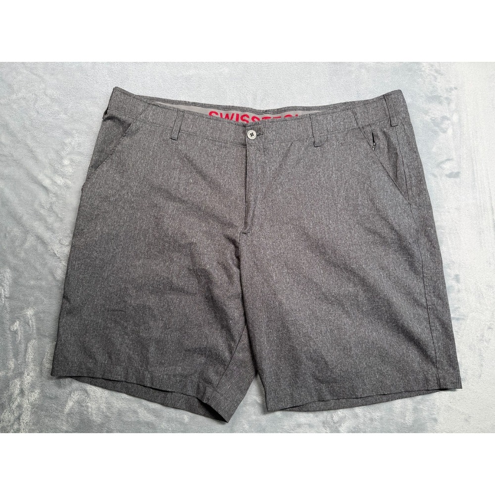 Swiss Tech Chino Shorts Mens 44 Gray Flat Front Golf Performance Resort Wear